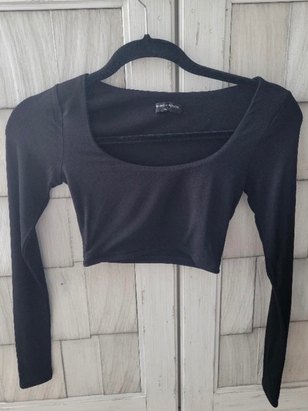NAKED WARDROBE WOMEN'S LONG SLEEVE CROP TOP SIZE XS BLACK